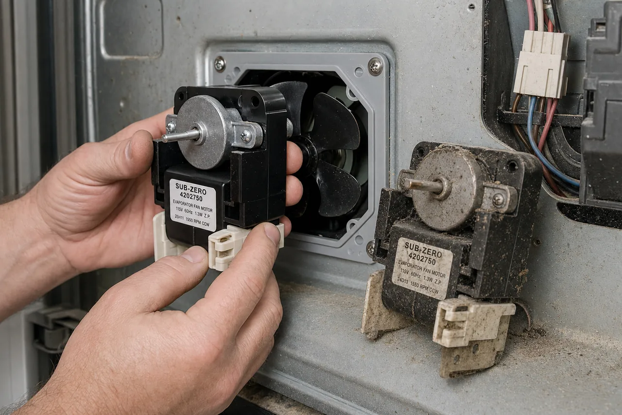 Close-up of an OEM appliance part replacement